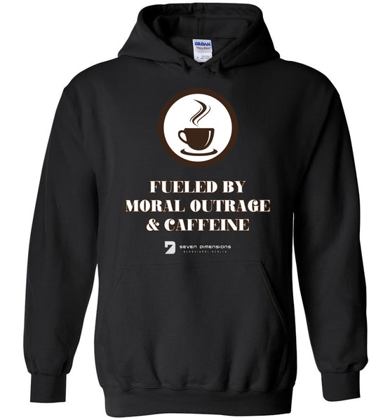 Seven Dimensions - Fueled By Moral Outrage & Caffeine - Gildan Heavy Blend Hoodie