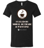 Seven Dimensions - Fueled By Moral Outrage & Caffeine - Canvas Unisex V-Neck T-Shirt