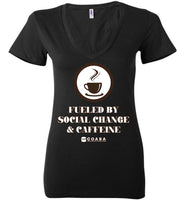COABA - Fueled By Social Change & Caffeine - Bella Ladies Deep V-Neck