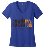 Rockstar Yoga Retro 02 - District Made Ladies Perfect Weight V-Neck
