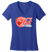 Strawberry Cat - Lifestyle - District Made Ladies Perfect Weight V-Neck
