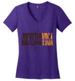 Rockstar Yoga Retro 02 - District Made Ladies Perfect Weight V-Neck