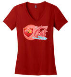 Strawberry Cat - Lifestyle - District Made Ladies Perfect Weight V-Neck