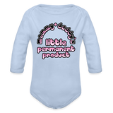 Mommy & Daddy's Little Permanent Product - Pink - Organic Long Sleeve Baby Bodysuit - sky