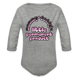 Mommy & Daddy's Little Permanent Product - Pink - Organic Long Sleeve Baby Bodysuit - heather grey