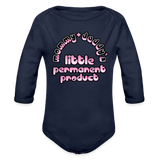 Mommy & Daddy's Little Permanent Product - Pink - Organic Long Sleeve Baby Bodysuit - dark navy