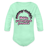 Mommy & Daddy's Little Permanent Product - Pink - Organic Long Sleeve Baby Bodysuit - light mint