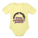 Mommy & Daddy's Little Permanent Product - Pink - Organic Short Sleeve Baby Bodysuit - washed yellow