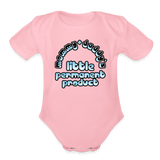 Mommy & Daddy's Little Permanent Product - Blue - Organic Short Sleeve Baby Bodysuit - light pink