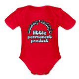 Mommy & Daddy's Little Permanent Product - Blue - Organic Short Sleeve Baby Bodysuit - red