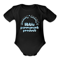 Mommy & Daddy's Little Permanent Product - Blue - Organic Short Sleeve Baby Bodysuit - black