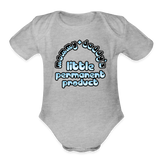Mommy & Daddy's Little Permanent Product - Blue - Organic Short Sleeve Baby Bodysuit - heather grey