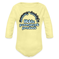 Mommy & Daddy's Little Permanent Product - Blue - Organic Long Sleeve Baby Bodysuit - washed yellow
