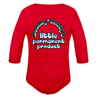 Mommy & Daddy's Little Permanent Product - Blue - Organic Long Sleeve Baby Bodysuit - red