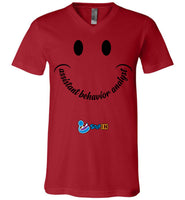 Step In Autism - Smiley Assistant Behavior Analyst - Canvas Unisex V-Neck T-Shirt