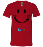 Step In Autism - Smiley Behavior Analyst - Canvas Unisex V-Neck T-Shirt