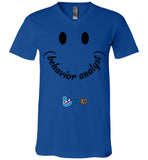 Step In Autism - Smiley Behavior Analyst - Canvas Unisex V-Neck T-Shirt