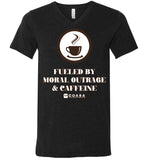 COABA - Fueled By Moral Outrage & Caffeine - Canvas Unisex V-Neck T-Shirt