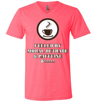 COABA - Fueled By Moral Outrage & Caffeine - Canvas Unisex V-Neck T-Shirt