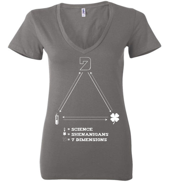 Seven Dimensions - Science = Shenanigans = 7 Dimensions - Bella Ladies Deep V-Neck