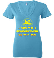 Over The Rainbow Behavioral Consulting - May The Reinforcement Be With You - Bella Ladies Deep V-Neck
