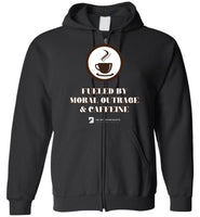 Seven Dimensions - Fueled By Moral Outrage & Caffeine - Gildan Zip Hoodie