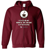Seven Dimensions - Fueled By Moral Outrage & Caffeine - Gildan Zip Hoodie