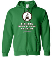 Seven Dimensions - Fueled By Moral Outrage & Caffeine - Gildan Zip Hoodie