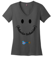Step In Autism - Smiley Behavior Technician - District Made Ladies Perfect Weight V-Neck