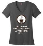 COABA - Fueled By Moral Outrage & Caffeine - District Made Ladies Perfect Weight V-Neck