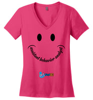 Step In Autism - Smiley Assistant Behavior Analyst - District Made Ladies Perfect Weight V-Neck