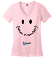 Step In Autism - Smiley Behavior Technician - District Made Ladies Perfect Weight V-Neck
