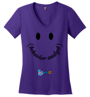 Step In Autism - Smiley Behavior Analyst - District Made Ladies Perfect Weight V-Neck