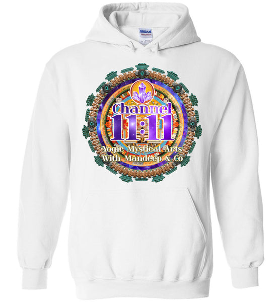 Channel 11:11 front and back Gildan Heavy Blend Hoodie