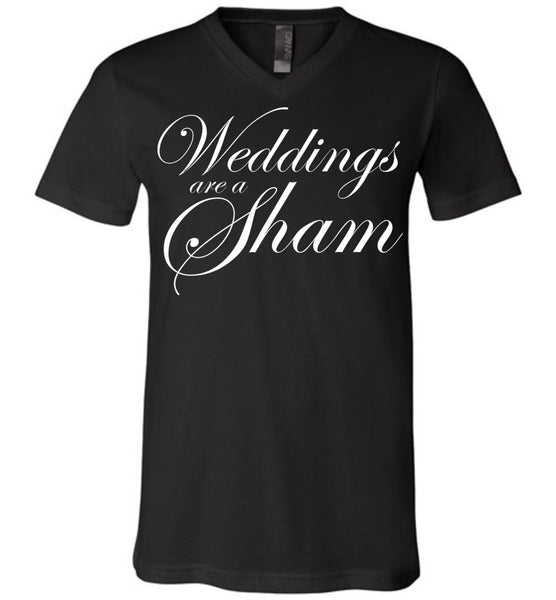 Salvesen: Weddings are a Sham: Canvas Unisex V-Neck T-Shirt