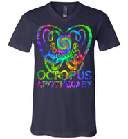 Octopus Apothecary Tie Dye Spiral - Canvas Unisex V-Neck T-Shirt