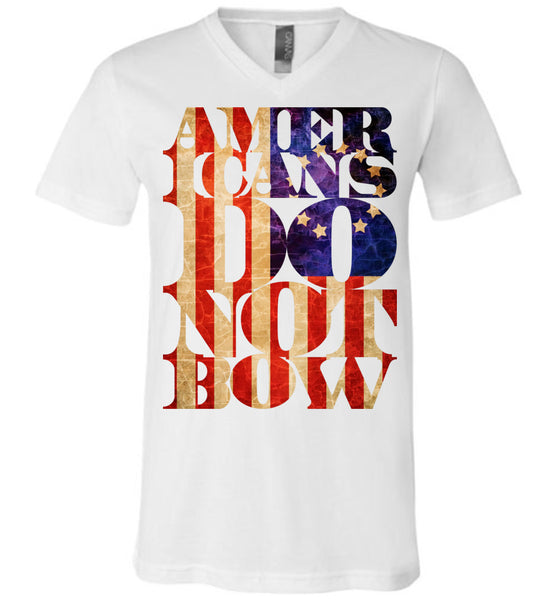 Americans Do Not Bow - Canvas Unisex V-Neck T-Shirt