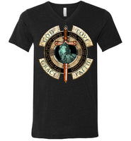 God Love Grace Faith - Canvas Unisex V-Neck T-Shirt