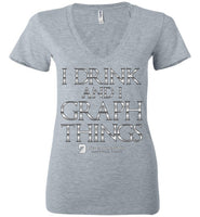 I Drink & Know Things - Bella Ladies Deep V-Neck Athletic Heather / S