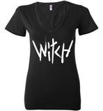 Witch - White Text Ladies Deep V-Neck