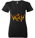 Witch- Fire Text Ladies Deep V-Neck