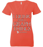 I Drink & Know Things - Bella Ladies Deep V-Neck Coral / S