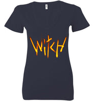 Witch- Fire Text Ladies Deep V-Neck