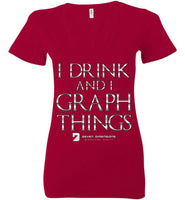 I Drink & Know Things - Bella Ladies Deep V-Neck Red / S