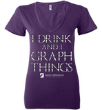 I Drink & Know Things - Bella Ladies Deep V-Neck Team Purple / S
