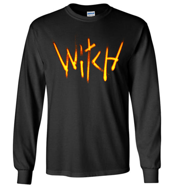 Witch- Fire Text Long Sleeve T-Shirt