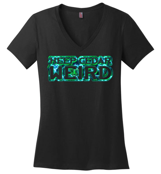 Octopus Apothecary - Keep Cedar Weird (reversed) - District Made Ladies Perfect Weight V-Neck