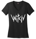 Witch - White Text Ladies Perfect Weight V-Neck