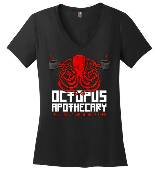 Octopus Apothecary - Coffee V-Neck - Smolder