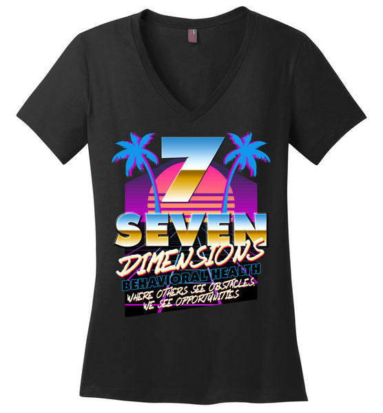 Seven Dimensions: Essential New Retro - District Made Ladies Perfect Weight V-Neck